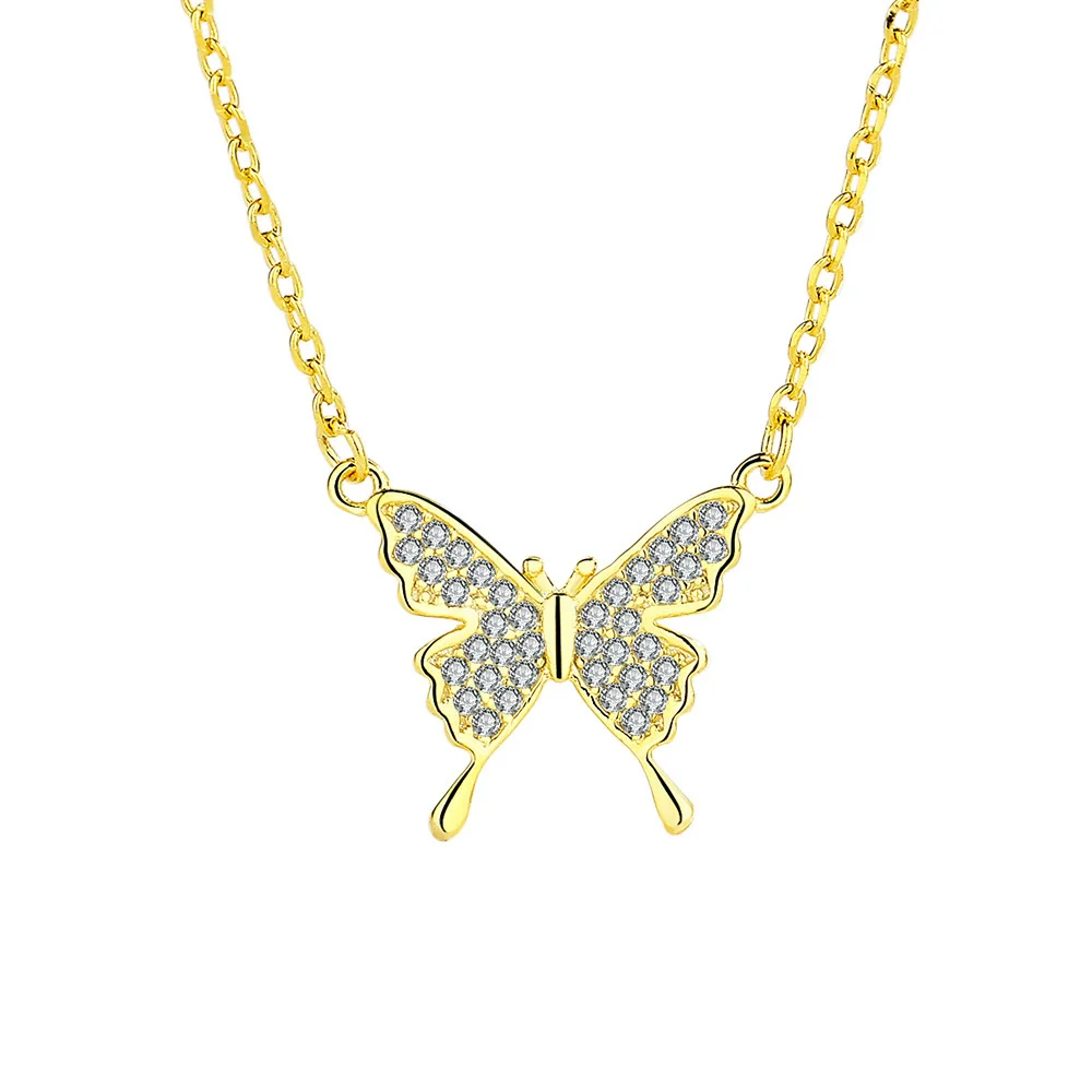 Sterling Silver 925 Diamond Geometric Butterfly Necklace For Women - Image 5