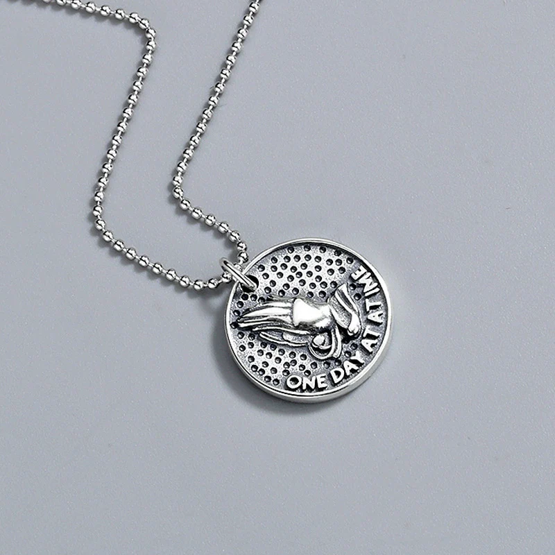 Sterling Silver 925 Prayer Hand Pendant Necklace Geometric Style Electroplated Unisex - Image 3