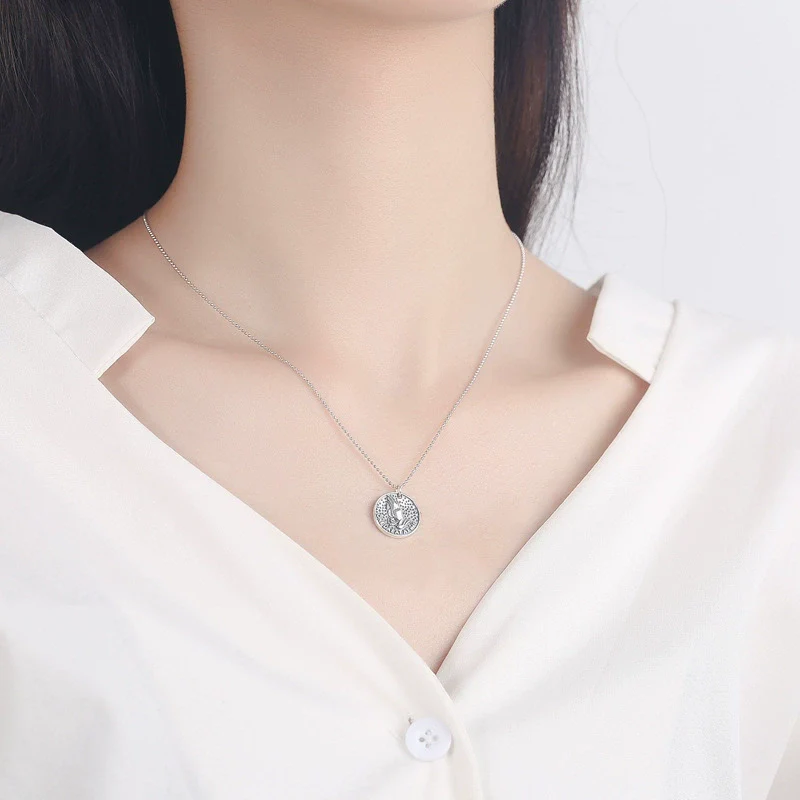 Sterling Silver 925 Prayer Hand Pendant Necklace Geometric Style Electroplated Unisex - Image 4