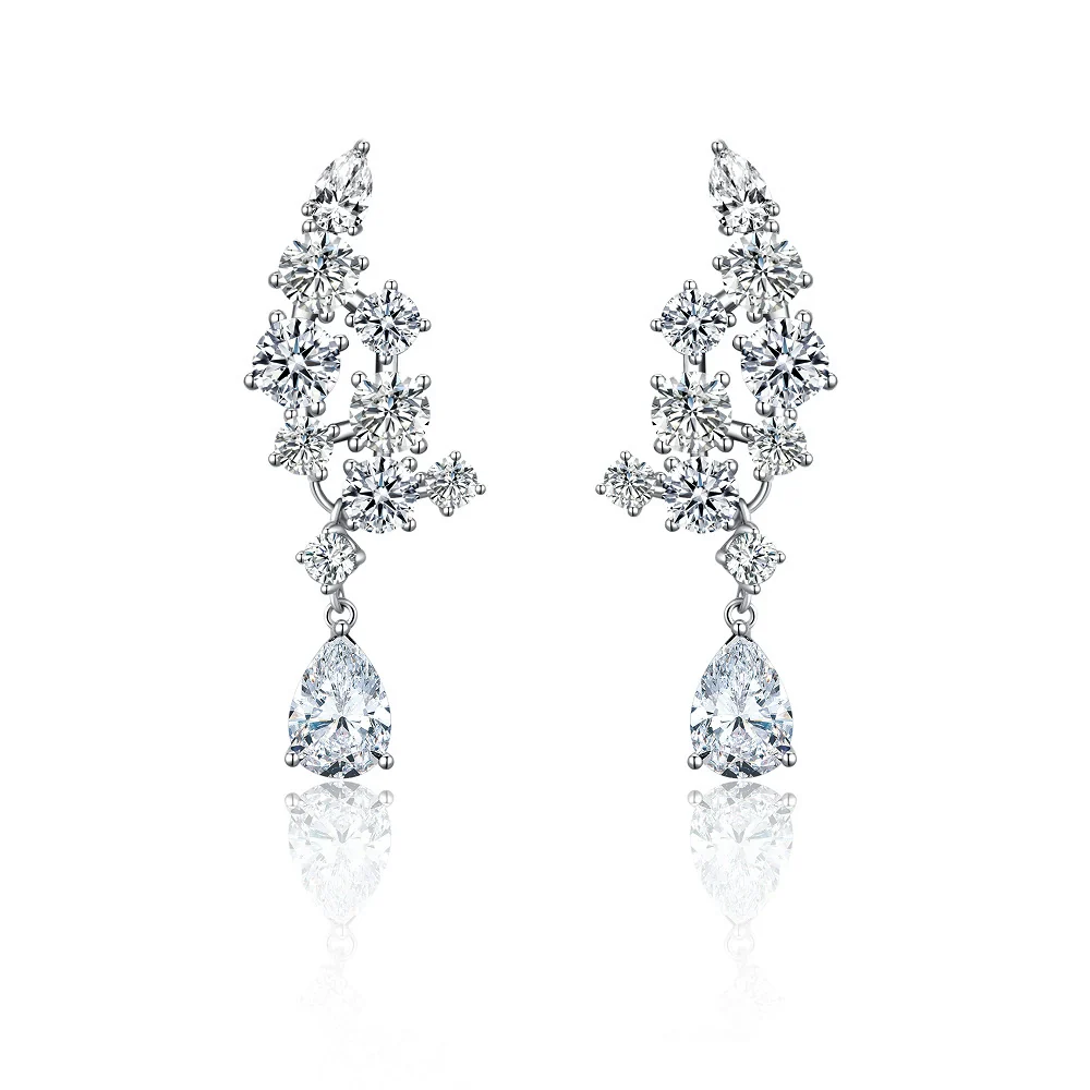 Sterling Silver Drop Shape Geometric Earrings For Women With Electroplating - Image 6