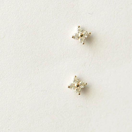Sterling Silver Fourleaf Clover Flower Shape Earrings For Women 14K Goldplated With Fourdiamond Zircon - Image 7