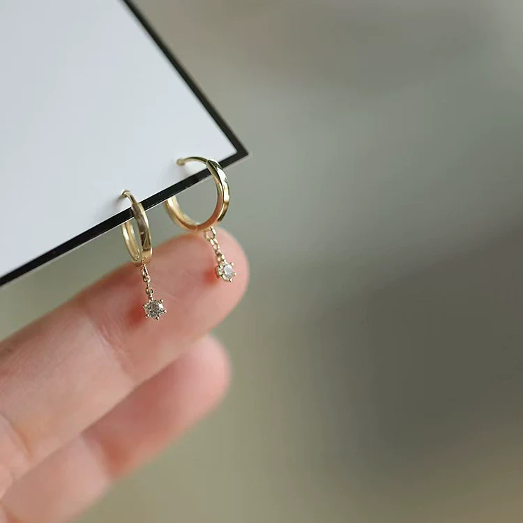Sterling Silver Geometric Diamond Drill Earrings For Women Elegant Design