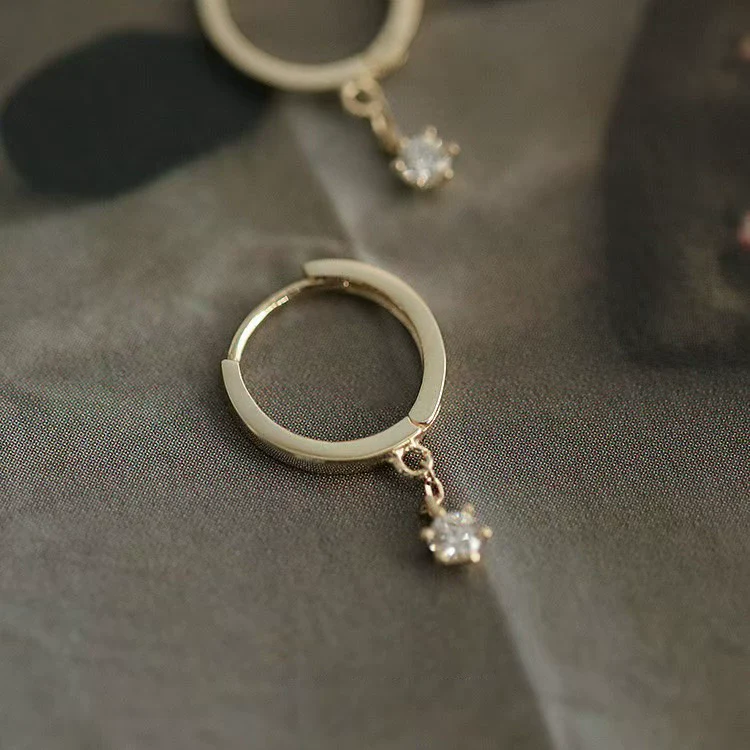 Sterling Silver Geometric Diamond Drill Earrings For Women Elegant Design - Image 3
