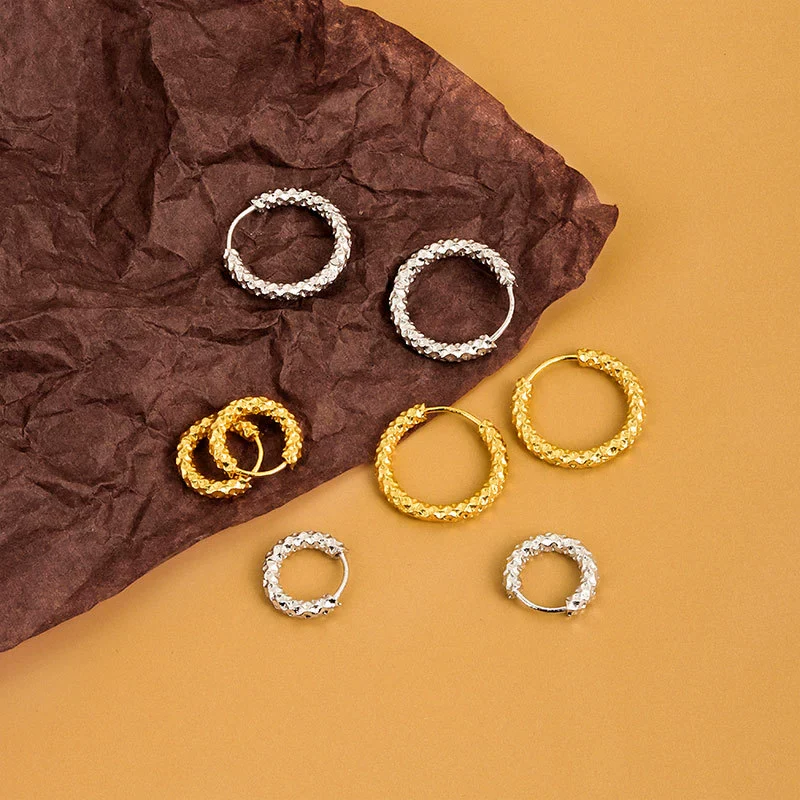 Sterling Silver Geometric Electroplated Women's Earrings - Image 4