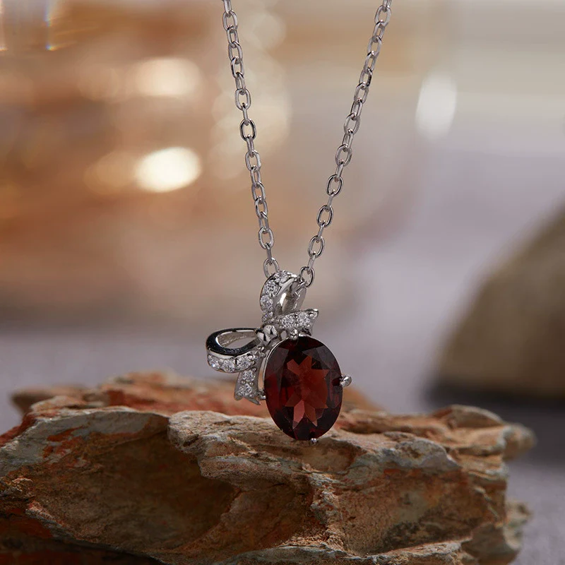 Sterling Silver Natural Color Amethyst Geometric Pendant Collarbone Necklace With Gemstones - Image 12