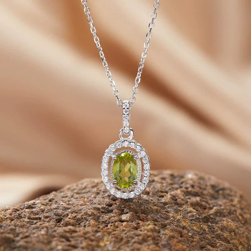 Sterling Silver Natural Color Amethyst Geometric Pendant Collarbone Necklace With Gemstones - Image 13