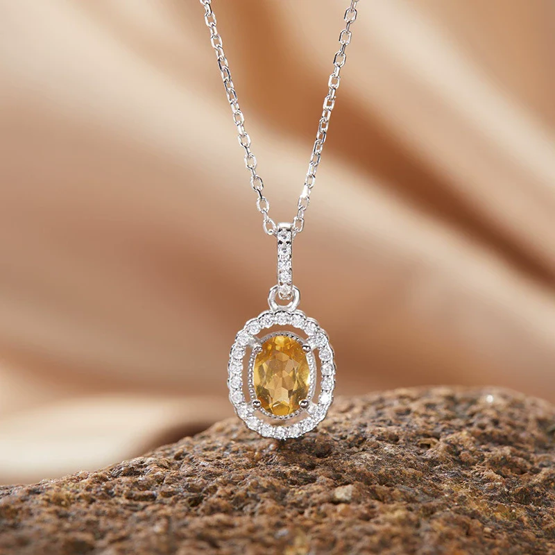 Sterling Silver Natural Color Amethyst Geometric Pendant Collarbone Necklace With Gemstones - Image 2