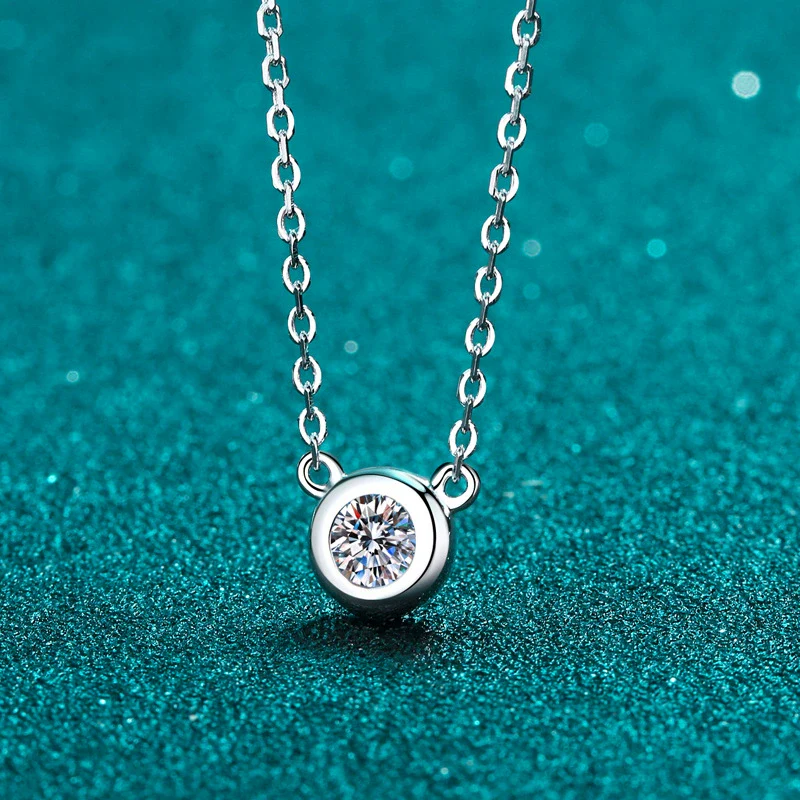 Sterling Silver Plated Pt950 Gold Necklace With Moissanite Bubble Pendant Electroplating Cross Flower Chain For Women - Image 3