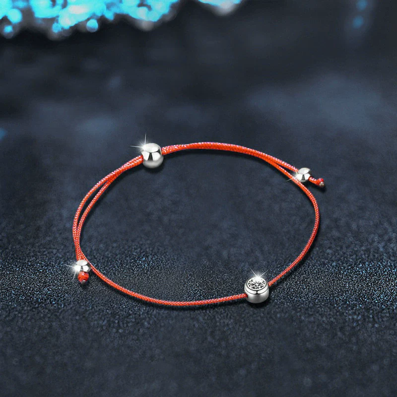 Sterling Silver Red Rope Geometric Style Diamond Minimalist Unisex Women's Bracelet Diy Accessories Jewelry - Image 2