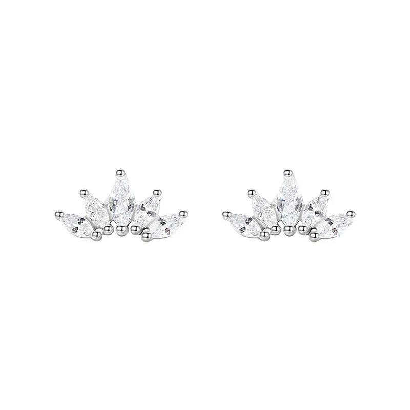 Sterling Silver Women's Earrings Light Luxury Crown Diamond Design - Image 5