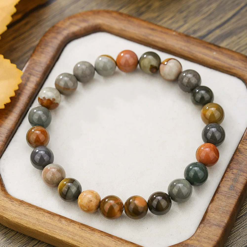 Stone Beaded Handmade Unisex Facet Gem Grey Moonlight Colorful Black Gallstone Lotus Tiger Eye Crystal Bracelet - Image 7