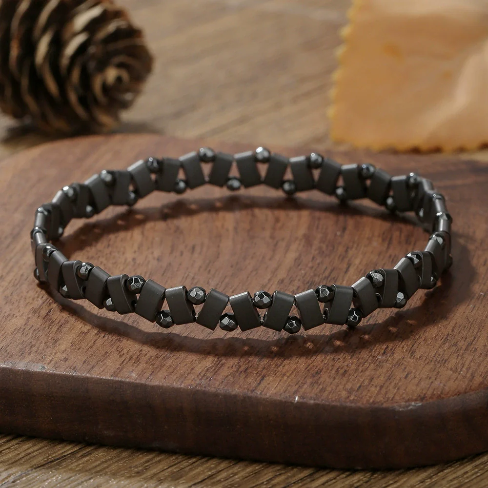 Stone Geometric Handmade Hiphop Elastic Beaded Bracelet For Men And Women - Image 3