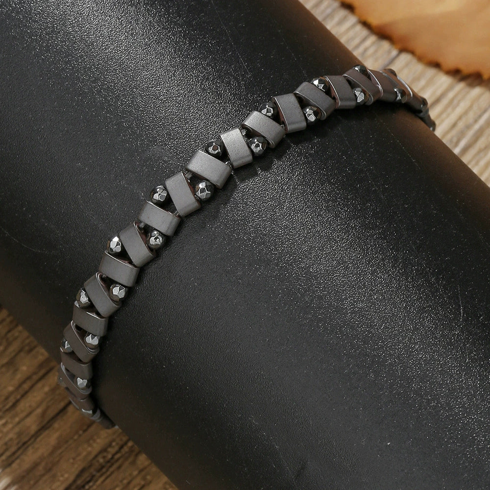 Stone Geometric Handmade Hiphop Elastic Beaded Bracelet For Men And Women - Image 4
