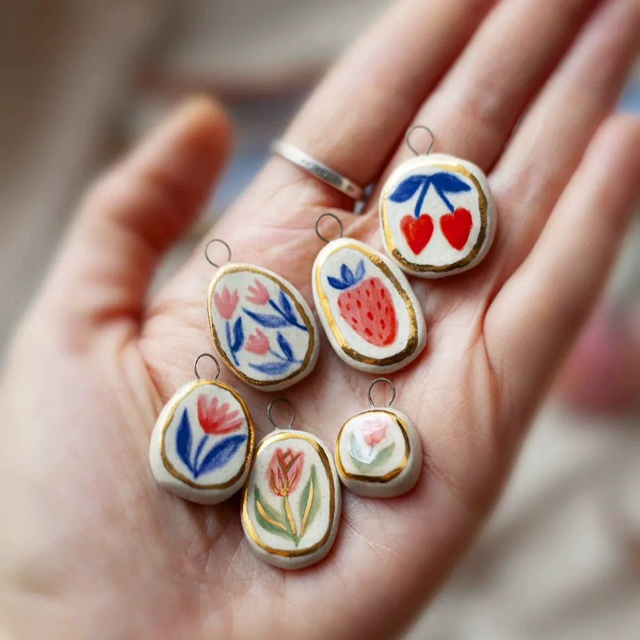 Strawberry Pendant Jewelry Cartoon Series Copper Electroplated Colorful For Women