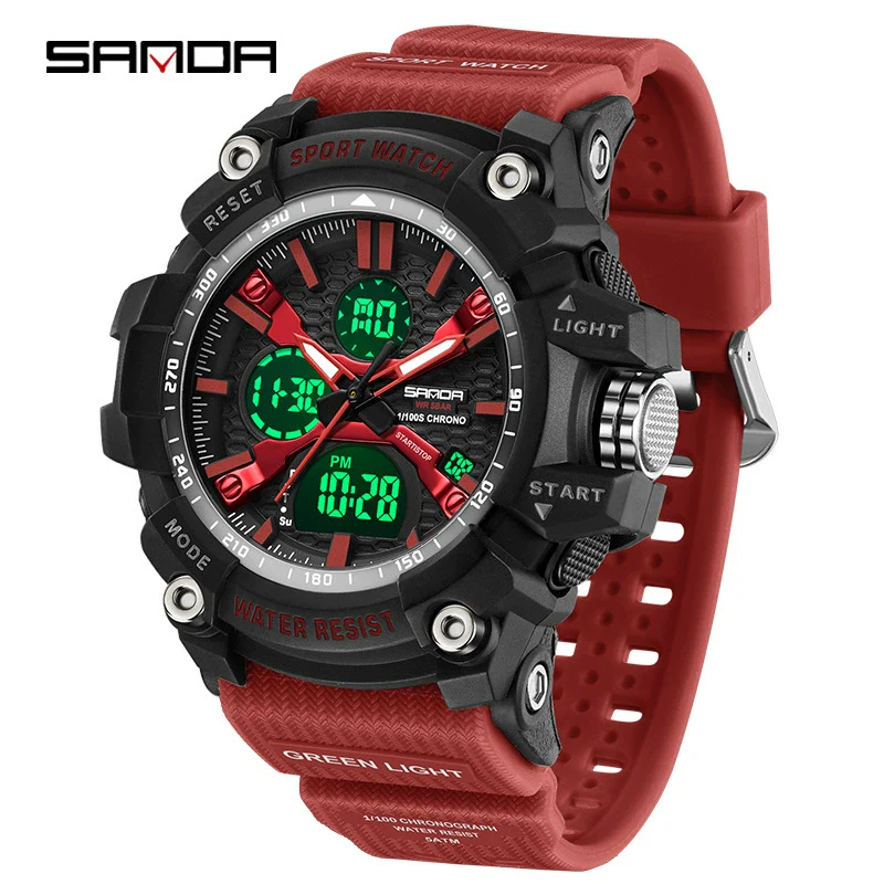 Student Sports Watch Tpu Strap Abs Case Acrylic Mirror Waterproof Luminous Highend Style