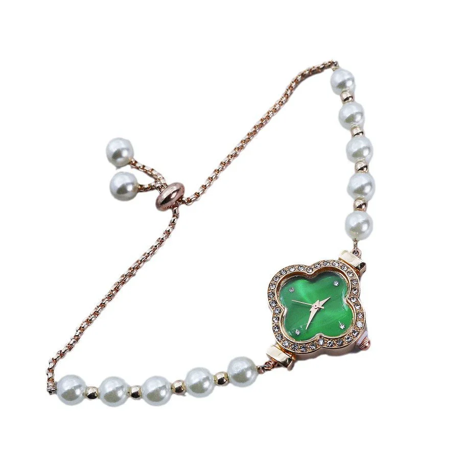 Student Watch Alloy Rose Gold Fourleaf Clover Shape Quartz Watch For Female - Image 5