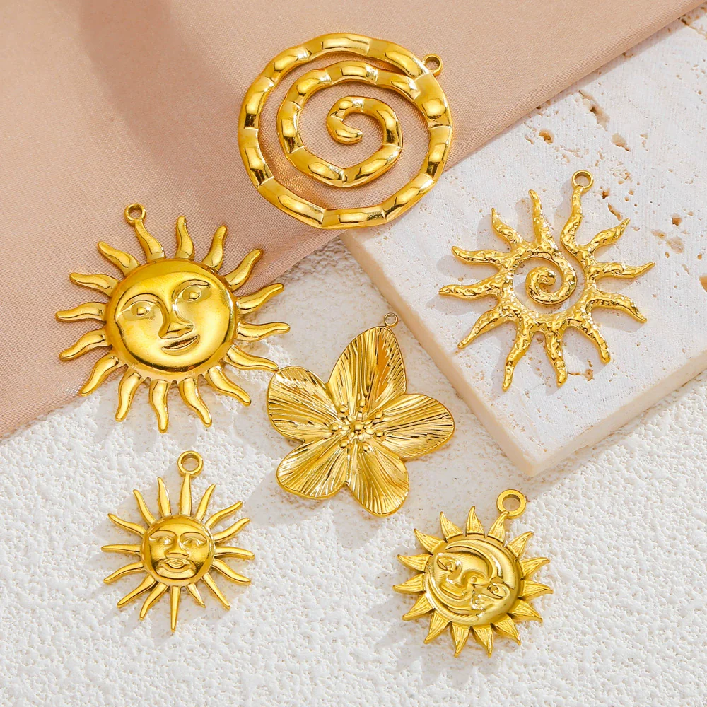 Summer New Sunflower Pendant Stainless Steel Electroplated Jewelry Accessories - Image 3