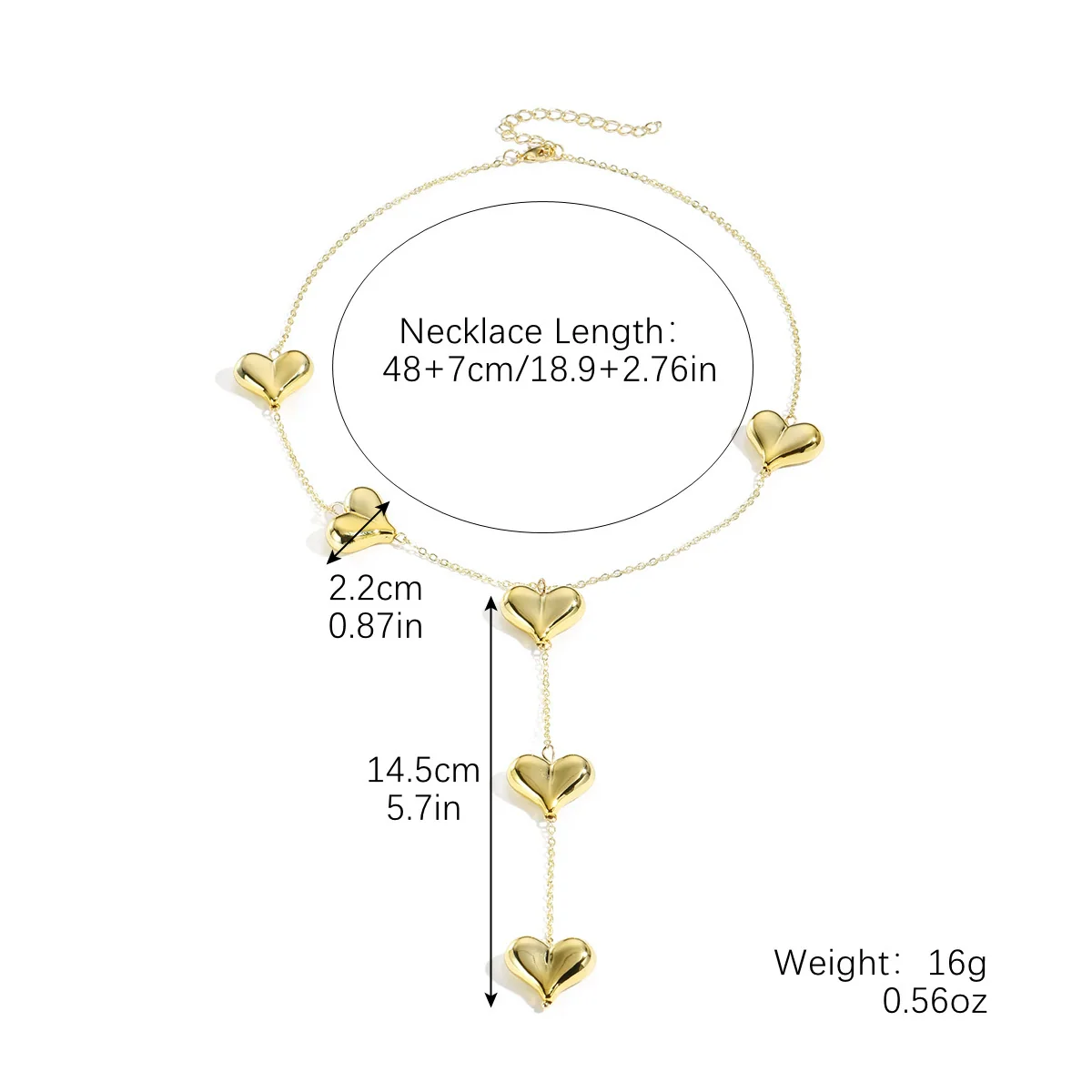 Sweater Chain Accessories Zinc Alloy Heart Shape Tassel Electroplated - Image 5