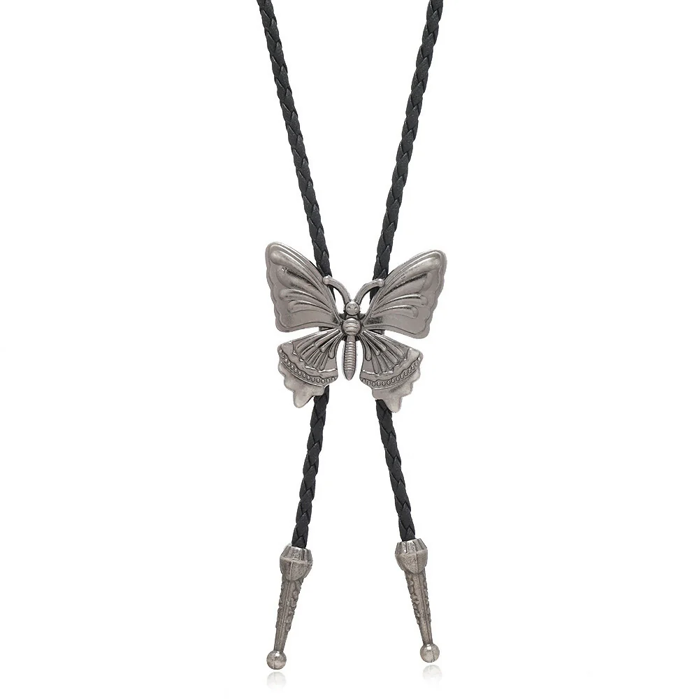 Sweater Chain Alloy Pendant Snake Bone Chain Metallic Leather Plaid Butterfly Retro Unisex - Image 5