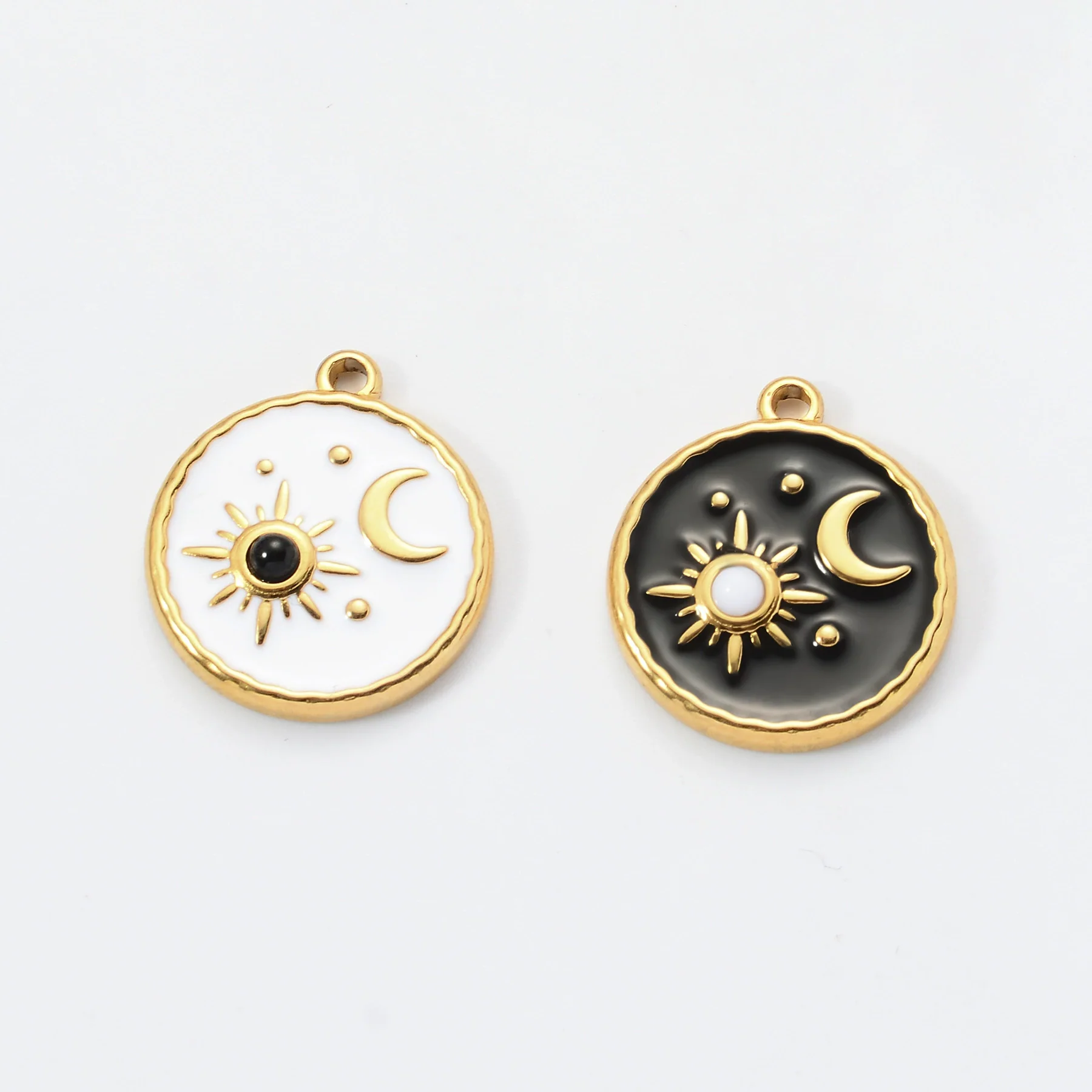 Tarot Card Stainless Steel Round Pendant With Dripping Oil Design For Jewelry Accessories - Image 5