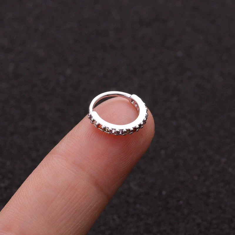 Tassel Metal Inlaid Zircon Geometric Ear Bone Ring And Nose Ring Jewelry - Image 3