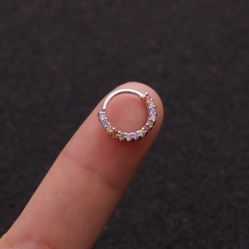 Tassel Metal Inlaid Zircon Geometric Ear Bone Ring And Nose Ring Jewelry - Image 6