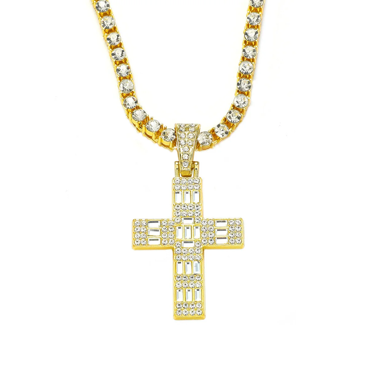 Tennis Chain Hip Hop Necklace Zinc Alloy Diamond