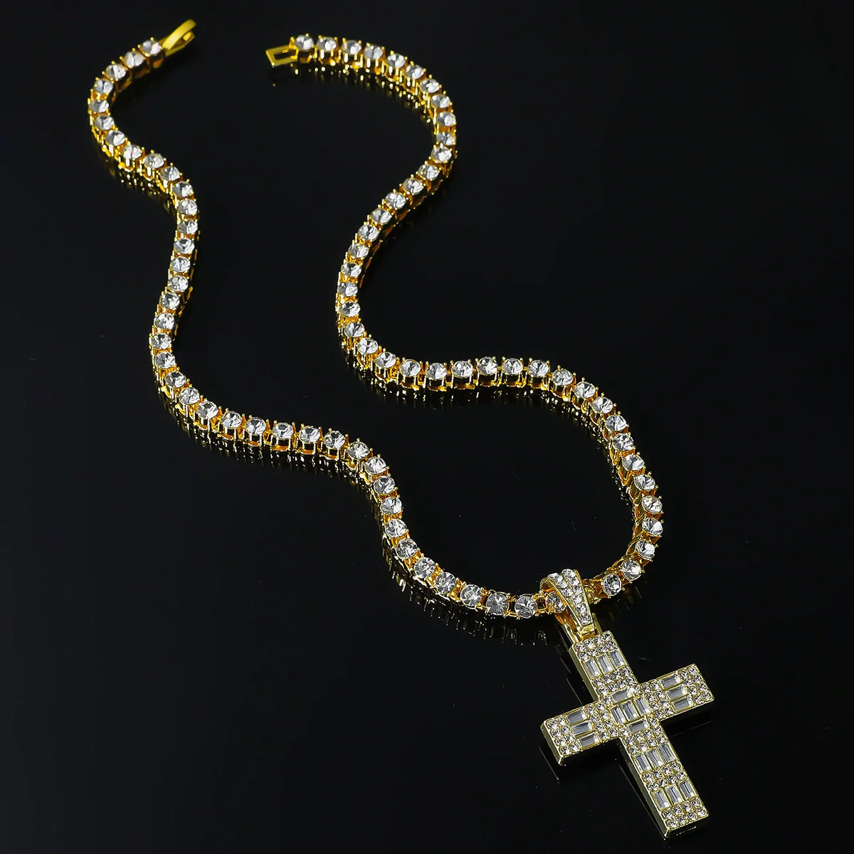 Tennis Chain Hip Hop Necklace Zinc Alloy Diamond - Image 2