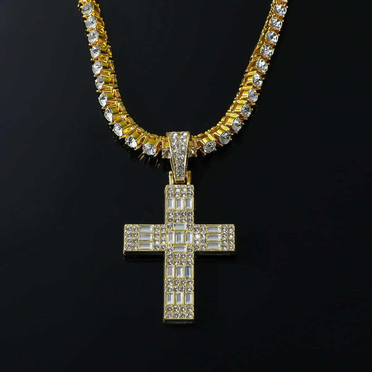 Tennis Chain Hip Hop Necklace Zinc Alloy Diamond - Image 3