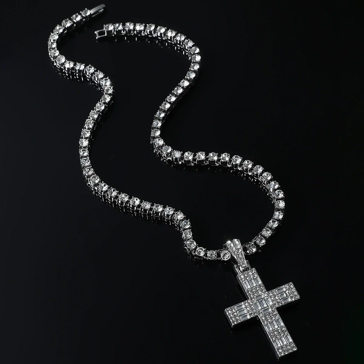 Tennis Chain Hip Hop Necklace Zinc Alloy Diamond - Image 4