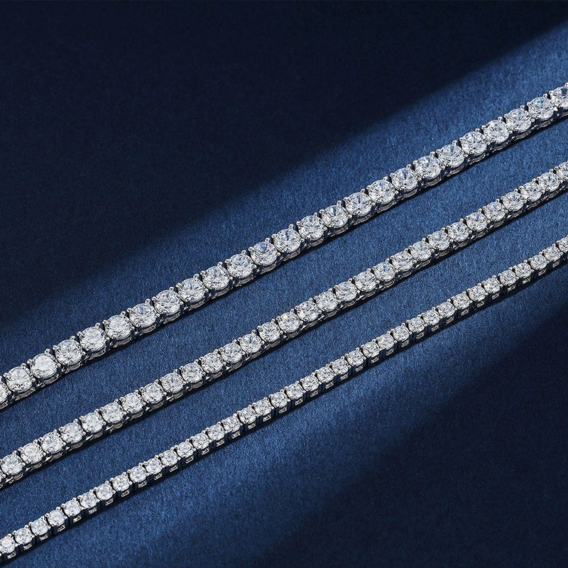 Tennis Necklace 925 Sterling Silver Zircon Geometric Hip Hop Unisex Clavicle Chain - Image 2
