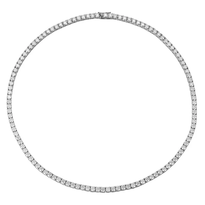 Tennis Necklace 925 Sterling Silver Zircon Geometric Hip Hop Unisex Clavicle Chain - Image 5