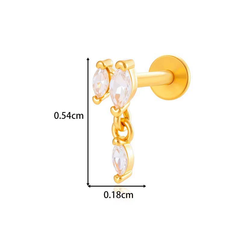 Titanium Alloy Geometric Heart Earrings Lip Nail Piercing Jewelry Copper Inlaid Zircon Electroplated - Image 10