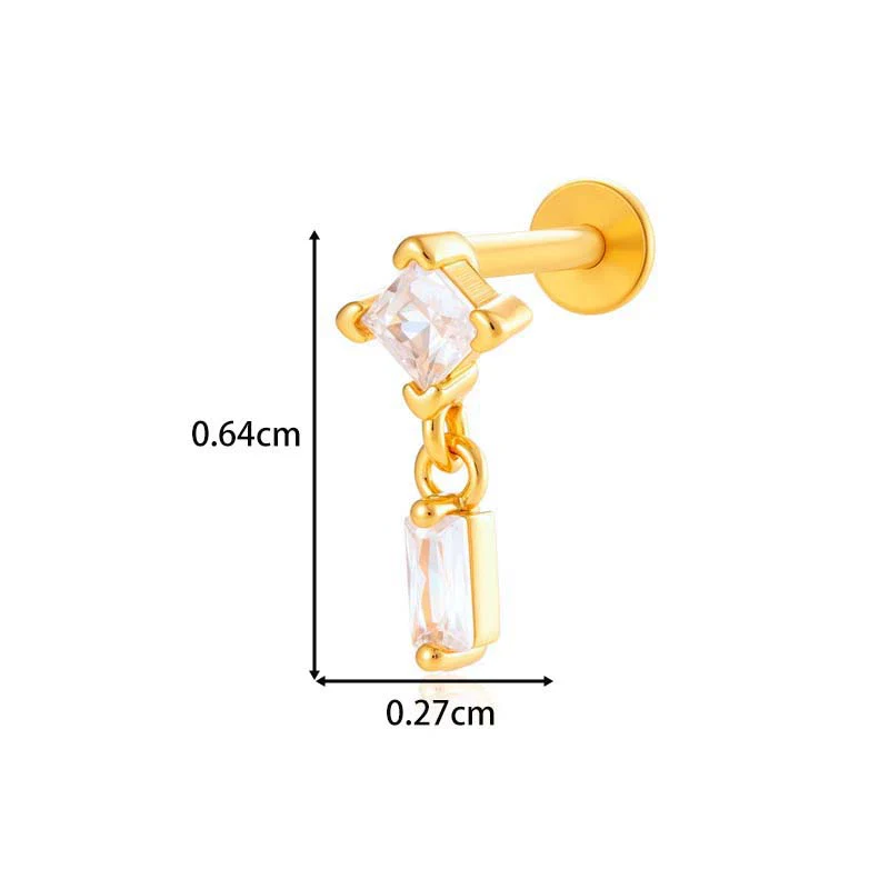 Titanium Alloy Geometric Heart Earrings Lip Nail Piercing Jewelry Copper Inlaid Zircon Electroplated - Image 11