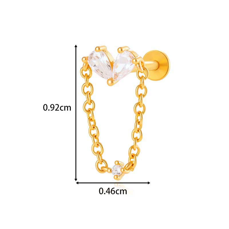 Titanium Alloy Geometric Heart Earrings Lip Nail Piercing Jewelry Copper Inlaid Zircon Electroplated - Image 12