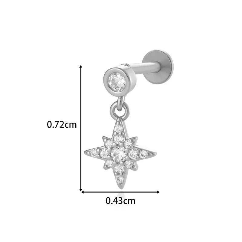 Titanium Alloy Geometric Heart Earrings Lip Nail Piercing Jewelry Copper Inlaid Zircon Electroplated - Image 15