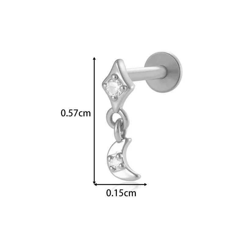 Titanium Alloy Geometric Heart Earrings Lip Nail Piercing Jewelry Copper Inlaid Zircon Electroplated - Image 17