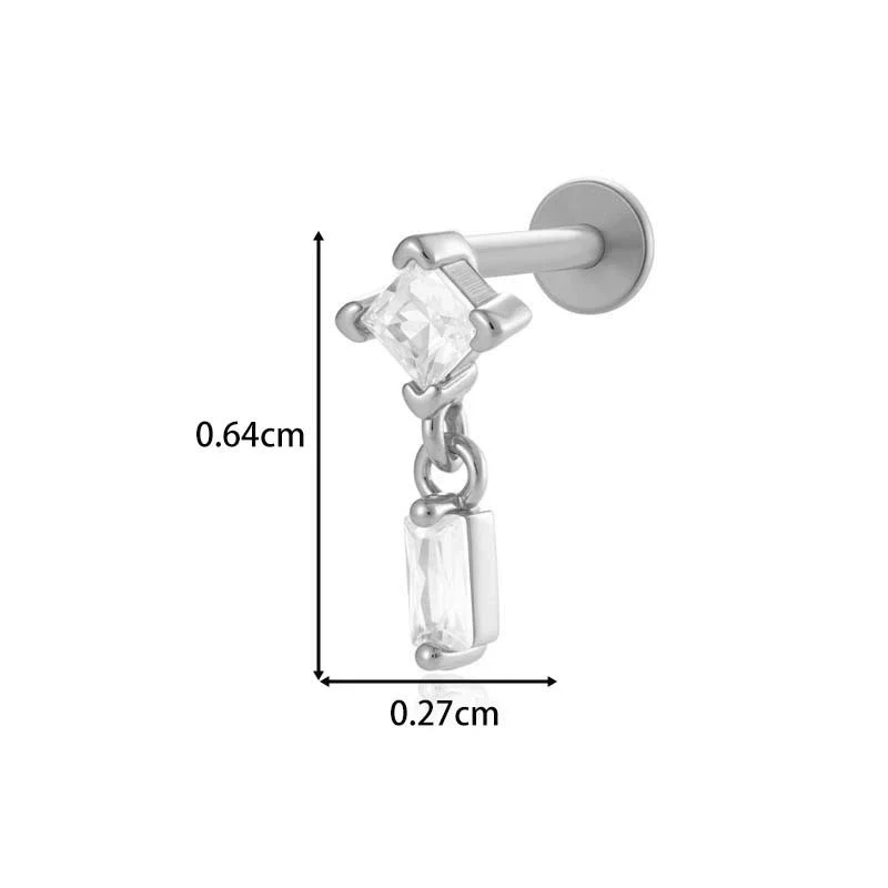 Titanium Alloy Geometric Heart Earrings Lip Nail Piercing Jewelry Copper Inlaid Zircon Electroplated - Image 20