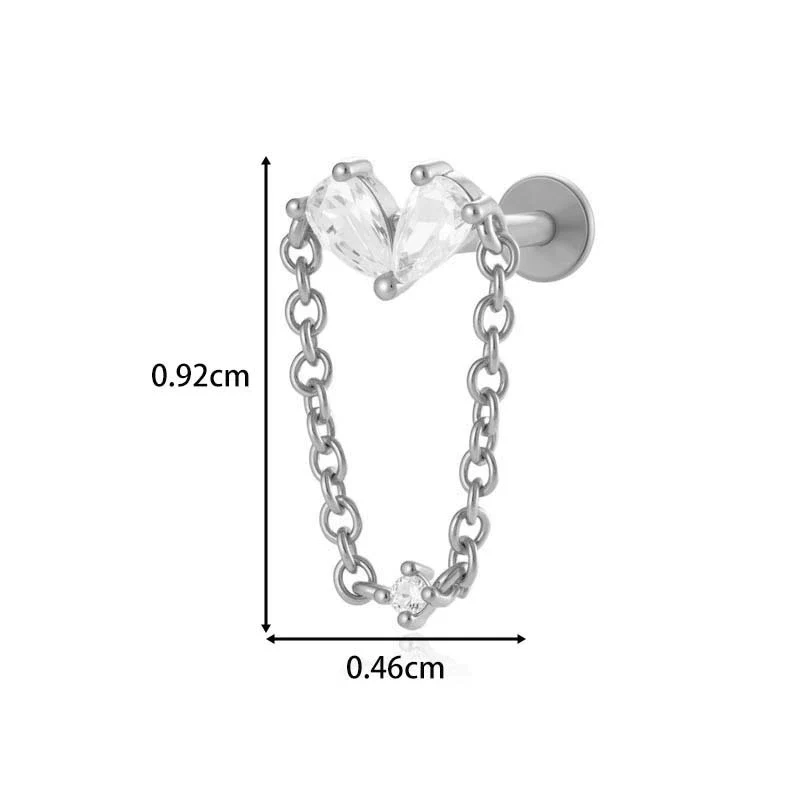 Titanium Alloy Geometric Heart Earrings Lip Nail Piercing Jewelry Copper Inlaid Zircon Electroplated - Image 21