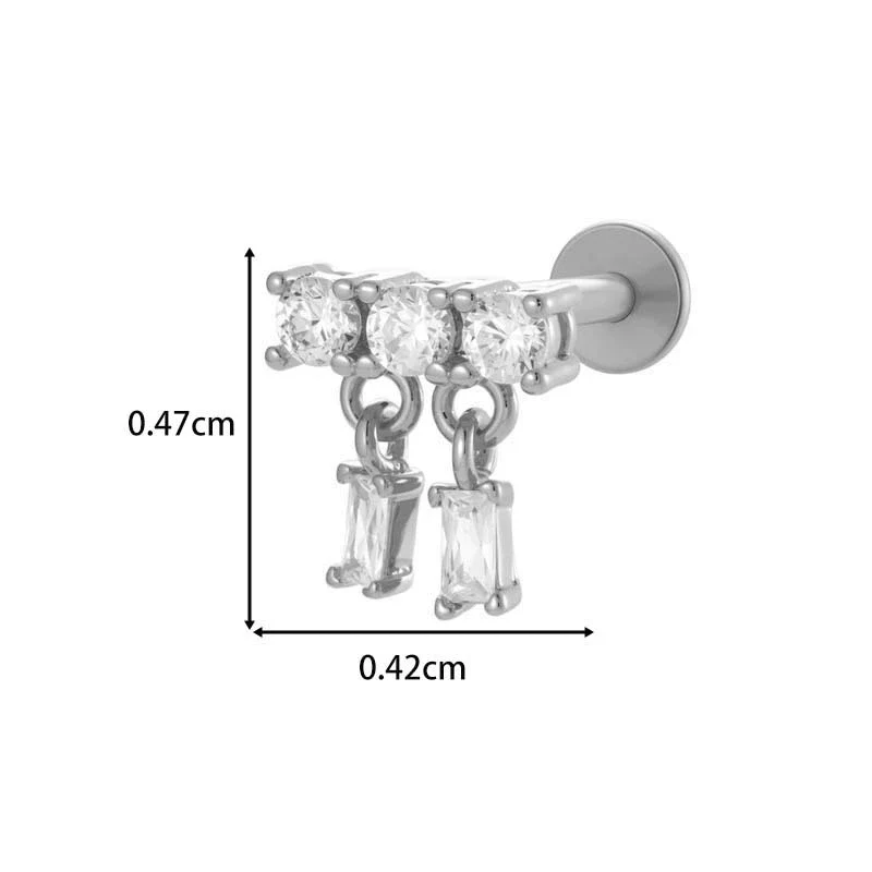 Titanium Alloy Geometric Heart Earrings Lip Nail Piercing Jewelry Copper Inlaid Zircon Electroplated - Image 22