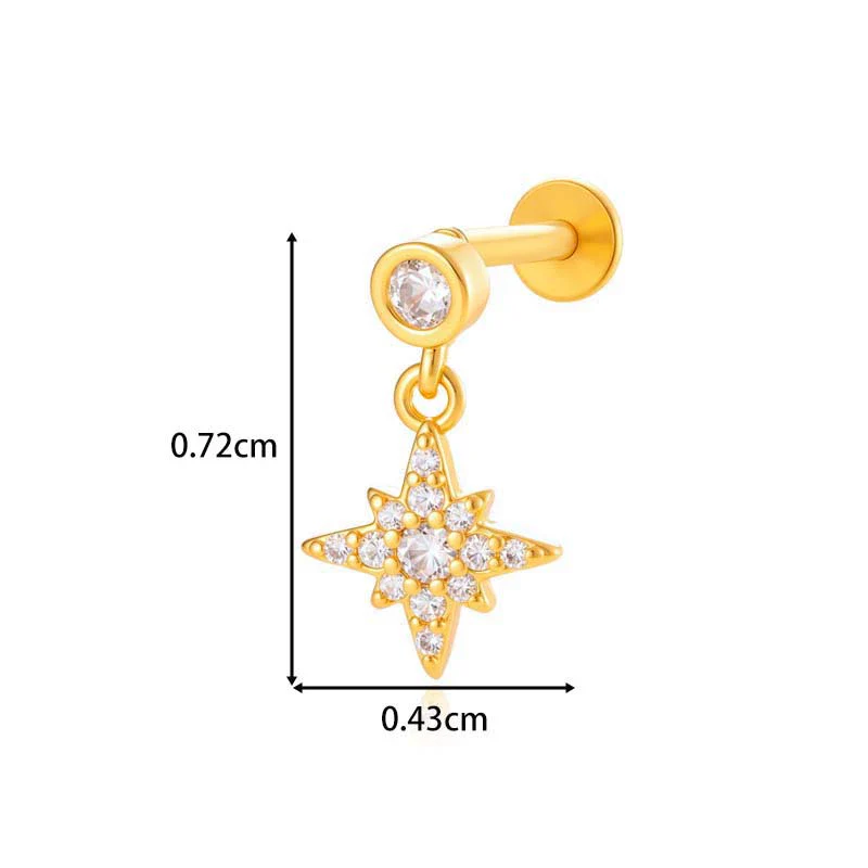 Titanium Alloy Geometric Heart Earrings Lip Nail Piercing Jewelry Copper Inlaid Zircon Electroplated - Image 6