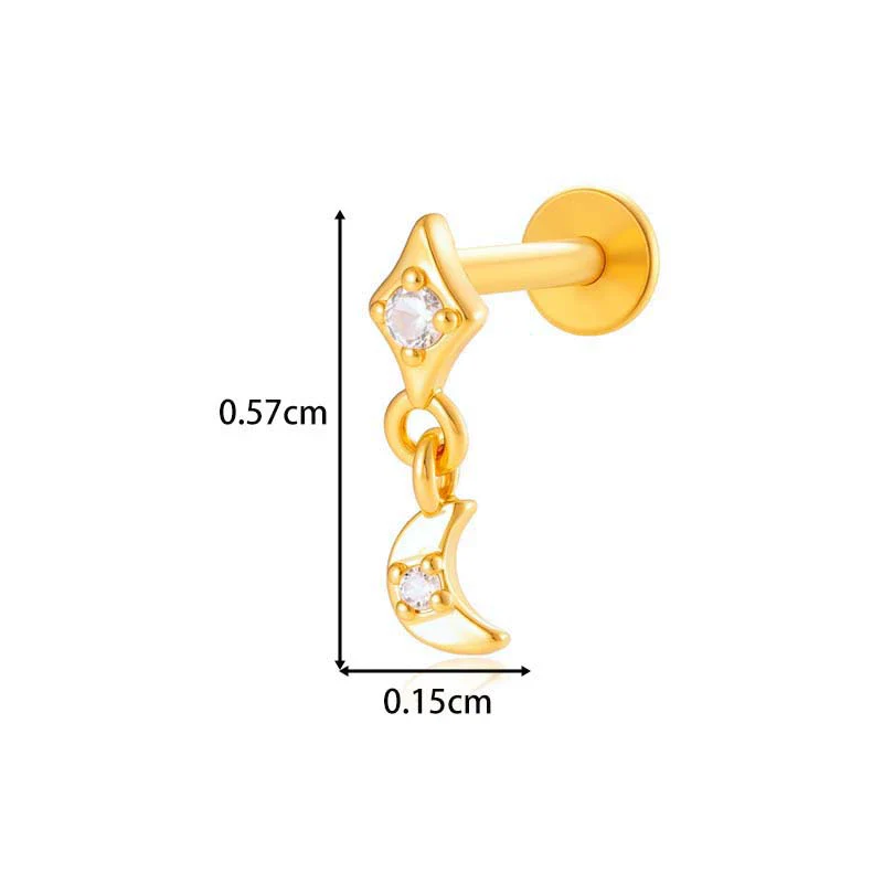 Titanium Alloy Geometric Heart Earrings Lip Nail Piercing Jewelry Copper Inlaid Zircon Electroplated - Image 8