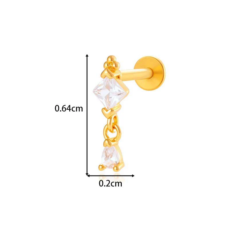 Titanium Alloy Geometric Heart Earrings Lip Nail Piercing Jewelry Copper Inlaid Zircon Electroplated - Image 9