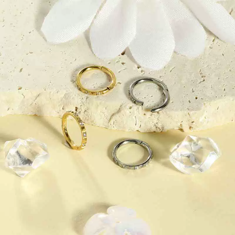 Titanium Alloy Geometric Jewelry With Diamonds Lip Ring Nose Ring Tongue Nail Ear Bone Ring