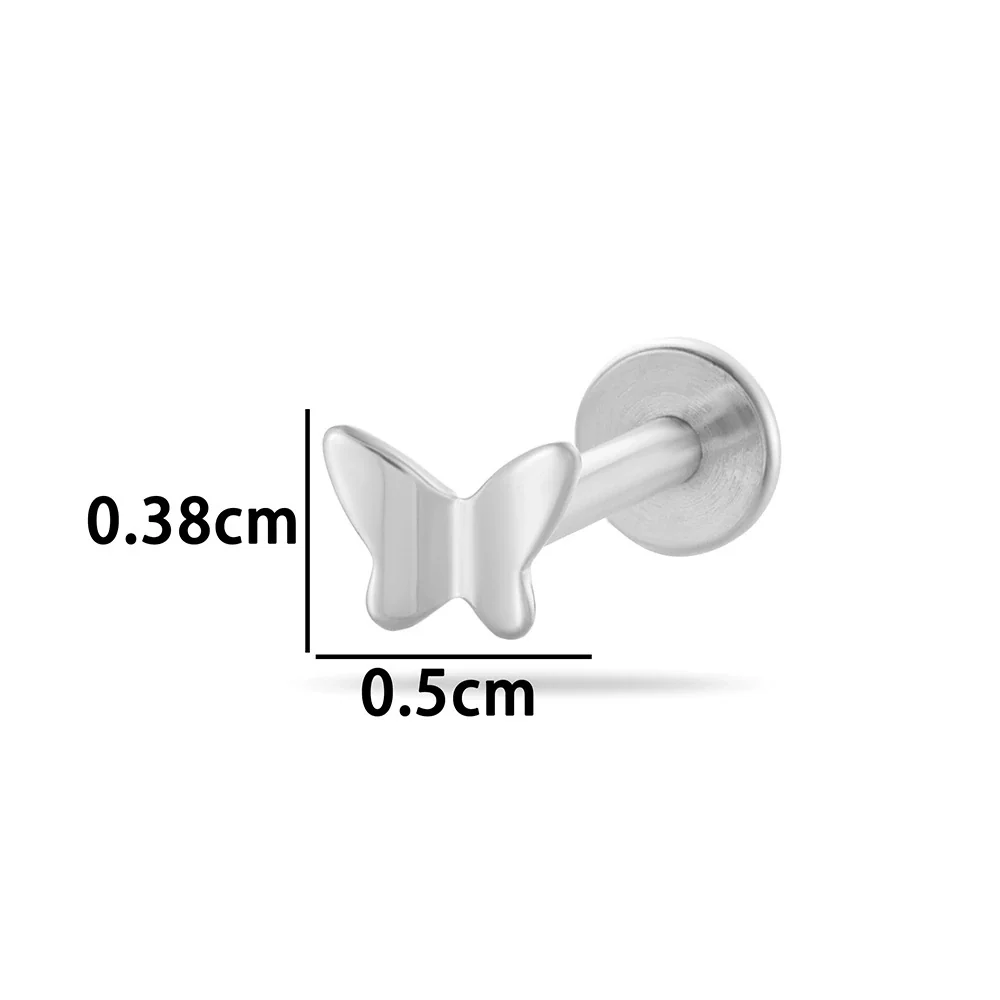 Titanium Alloy Geometric Love Butterfly Inner Teeth Screw Flat Bottom Rod Lip Nail Ear Bone Nail Puncture Jewelry Electroplated - Image 10