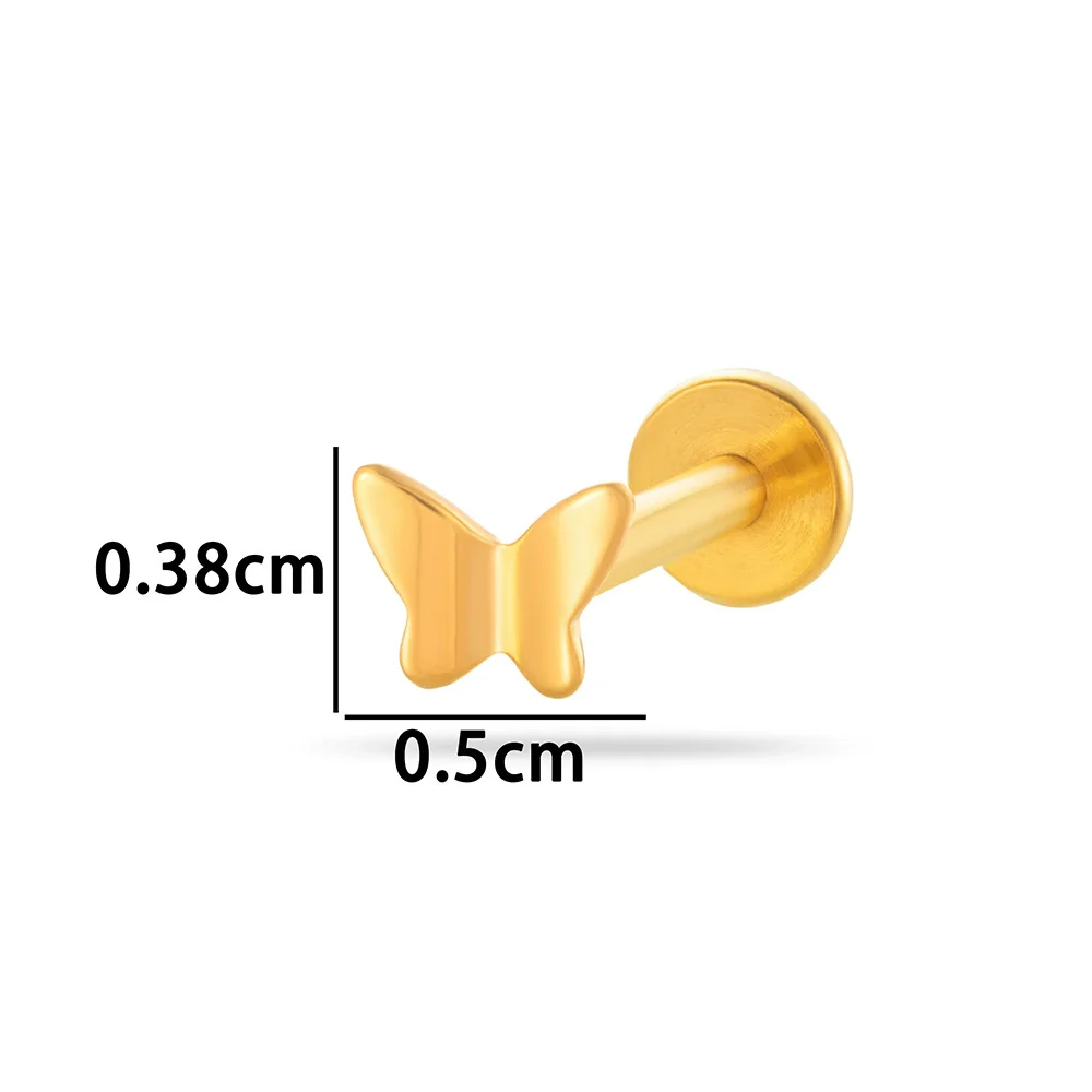 Titanium Alloy Geometric Love Butterfly Inner Teeth Screw Flat Bottom Rod Lip Nail Ear Bone Nail Puncture Jewelry Electroplated - Image 11