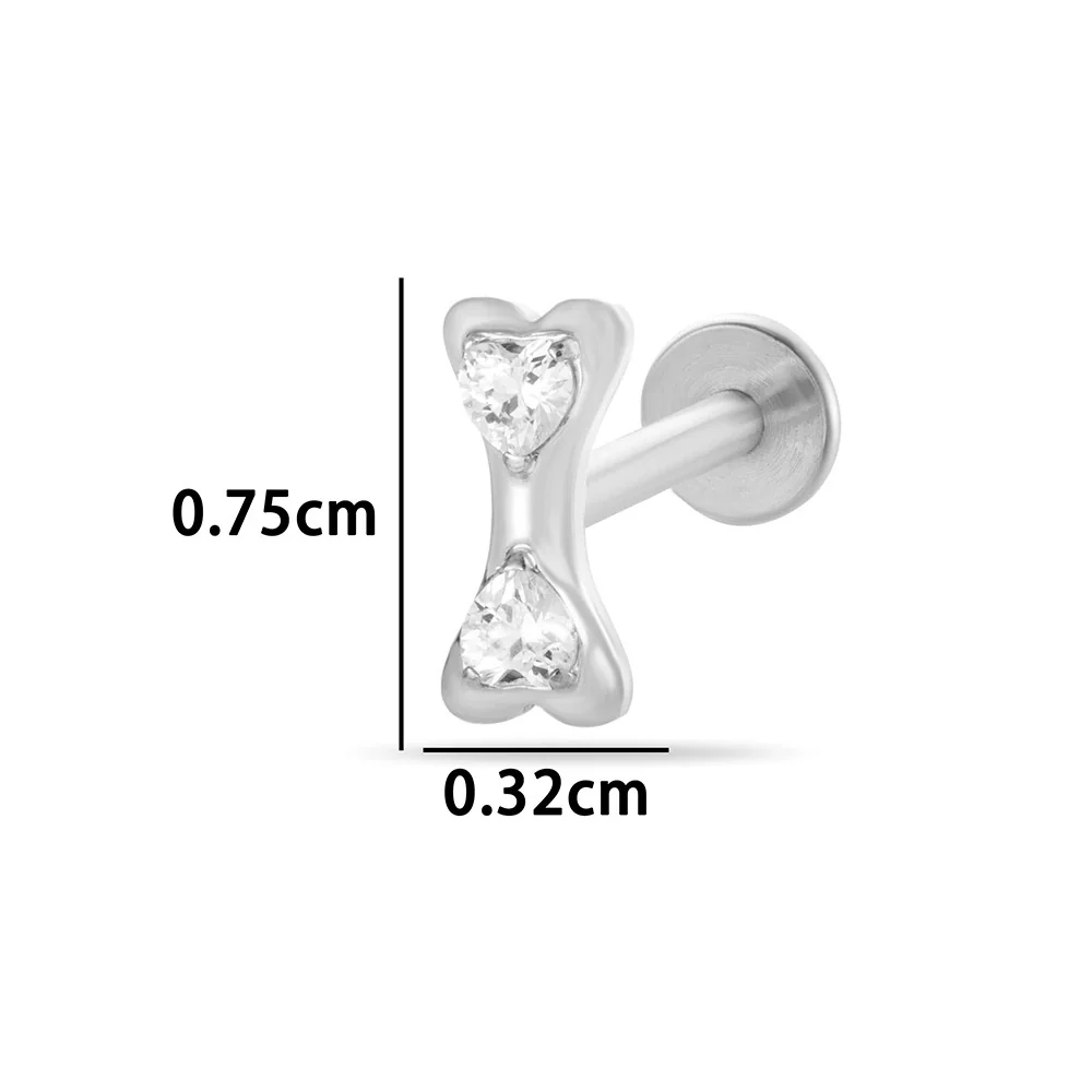 Titanium Alloy Geometric Love Butterfly Inner Teeth Screw Flat Bottom Rod Lip Nail Ear Bone Nail Puncture Jewelry Electroplated - Image 12