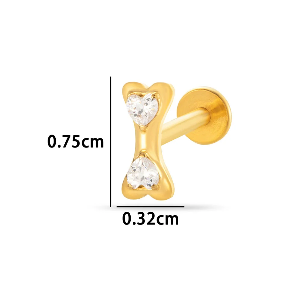 Titanium Alloy Geometric Love Butterfly Inner Teeth Screw Flat Bottom Rod Lip Nail Ear Bone Nail Puncture Jewelry Electroplated - Image 13