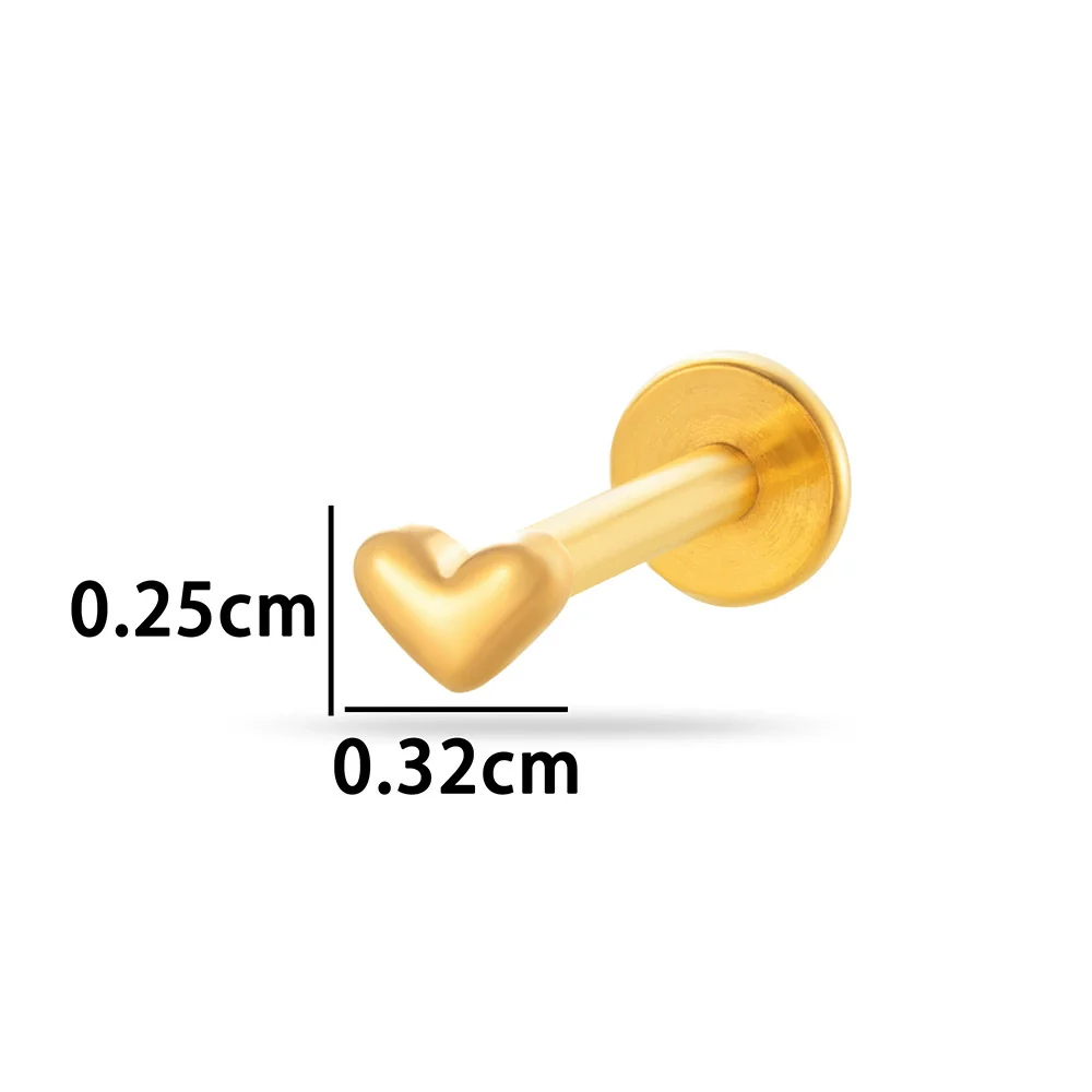 Titanium Alloy Geometric Love Butterfly Inner Teeth Screw Flat Bottom Rod Lip Nail Ear Bone Nail Puncture Jewelry Electroplated - Image 7