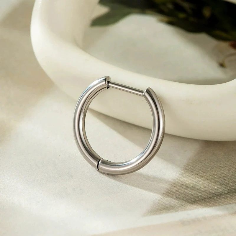 Titanium Alloy Heart Shape Electroplated Semicircular Straight Needle Earrings Fashion Piercing Jewelry - Image 8